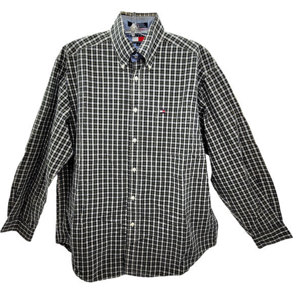 HPTommy Hilfiger‎ Green Plaid Long Sleeve Button Up Vintage Men's Shirt Top